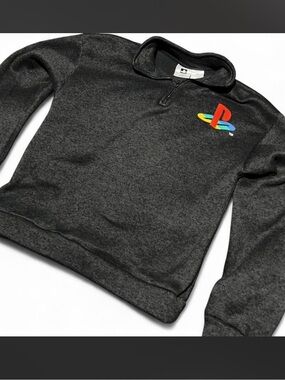 PlayStation Promo Quarter Zip Sweatshirt Small Charcoal Grey Tech Y2K Gamer
